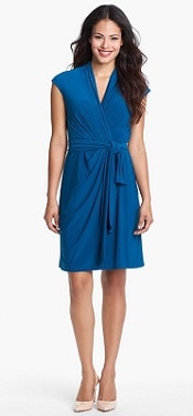 Eliza J Cap Sleeve Faux Wrap Jersey Dress