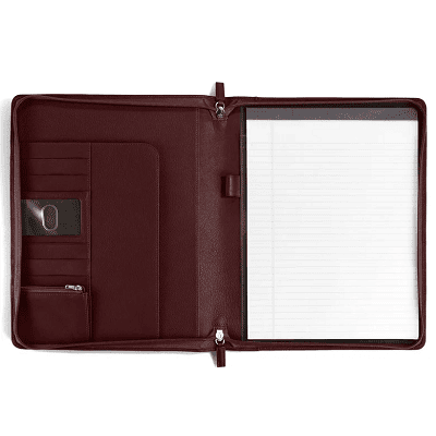 burgundy leather padfolio, great for lawyers