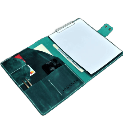 green leather padfolio, unique from Etsy