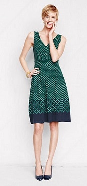 Lands' End Sleeveless Cotton Modal Pattern Fit and Flare Dress