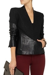 Helmut Lang Asymmetric Leather-trimmed jacquard jacket