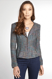 Kay Unger Stretch Tweed Zipper Multicolor Jacket