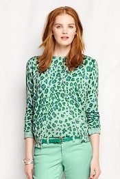 Lands End Supima Leopard Cardigan