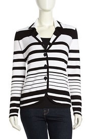 Three-Button Striped Knit Blazer