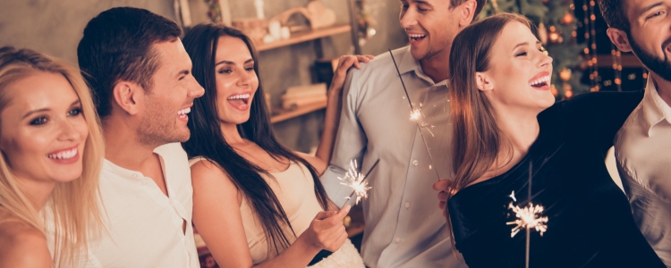 young professionals celebrate at a house party