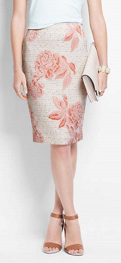 Ann Taylor Statement Floral Jacquard Pencil Skirt | Corporette