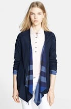 Burberry Brit Check Detail Drape Front Cardigan, was $350 now $250