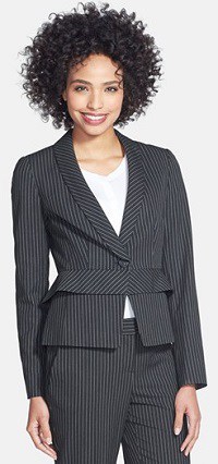 Halogen 'Brooklyn Stripe' Peplum Front Suit Jacket | Corporette