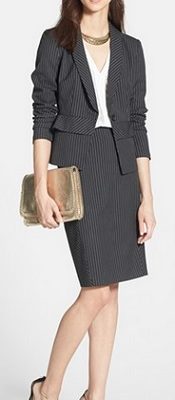 Halogen 'Brooklyn Stripe' Suit Skirt | Corporette