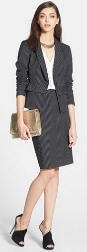 Halogen 'Brooklyn Stripe' Suit Skirt | Corporette