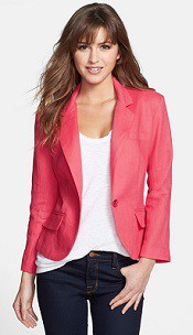 Olivia Moon Three Quarter Sleeve Linen Blazer