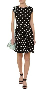 Dorothy Perkins Black spot boxpleat dress