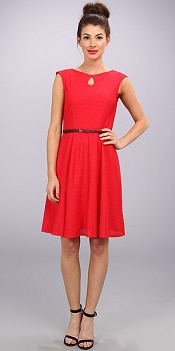 London Times Cap Sleeve Keyhole Tie Fit & Flare Dress | Corporette