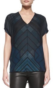 Vince Short-Sleeve Chevron-Print Shell | Corporette