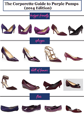 collage of purple pumps for work outfits