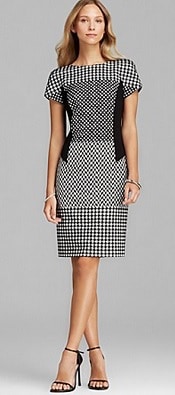 Basler Short Sleeve Houndstooth Dress | Corporette