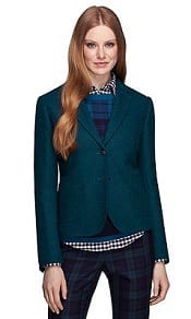 Brooks Brothers Three Button Teal Wool Blazer