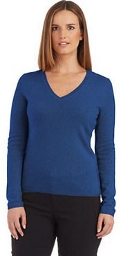 Lord & Taylor Cashmere V Neck Sweater | Corporette