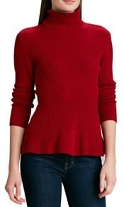 Magaschoni Cashmere Turtleneck Peplum Sweater | Corporette