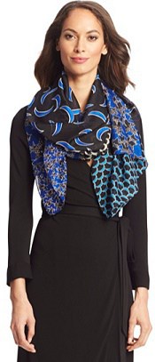 DVF Moonlace Boomerang Multi Print Silk Scarf | Corporette