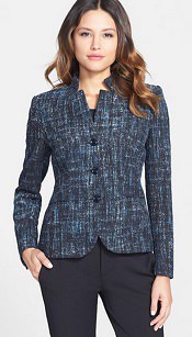 Santorelli Convertible Collar Tweed Jacket | Corporette