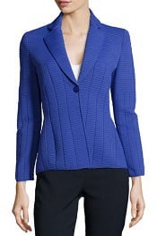 Armani Ottoman-Inspired Pleated Cobalt Jacket