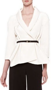 Carolina Herrera Belted Silk Wrap Blouse | Corporette