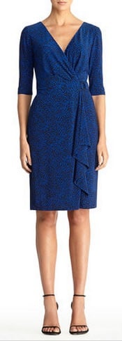 Jones New York Blue Leopard Wrap Dress | Corporette