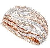 Roberto Coin, 18k White & Rose Gold Fantasia Pave Diamonds Crossover Bangle, 27.47 TCW