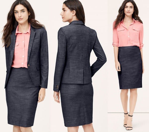 Navy Linen Women's Suit