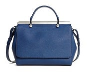 navy blue leather satchel