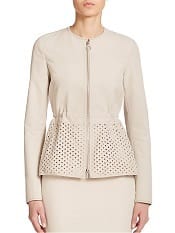 Akris Punto Zip-Front Perforated Peplum Jacket | Corporette