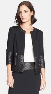 Splurge Monday’s TPS Report: Quilted Leather Trim Milano Knit Jacket