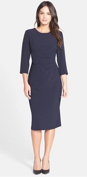 Wednesday's TPS Report: Gathered Crepe Sheath Dress - Corporette.com