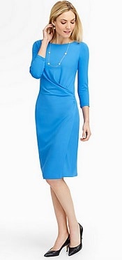 blue dress with wrap details