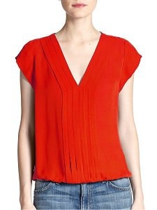 Joie Marcher Silk Pintuck-Pleated Blouse | Corporette