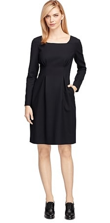 Brooks Brothers Black Fleece Wool Stretch Square Neck Dress | Corporette