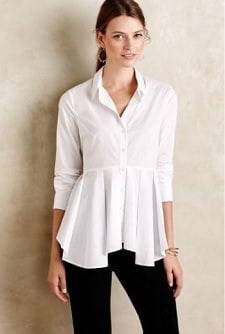 peplum top - Anthropologie Skirted Poplin Buttondown | Corporette