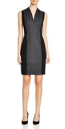 V-Neck Sheath Dress: Elie Tahari Amabel Two Tone Dress