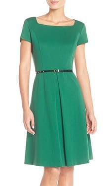 Work fit-and-flare dress - Ellen Tracy Pleat Ponte Fit & Flare Dress