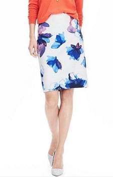 Floral Skirt for Work: Banana Republic Watercolor Pencil Skirt