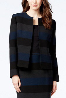 Striped Blazer: Tahari ASL Striped Open-Front Blazer