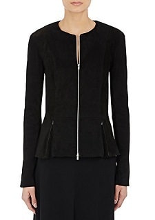 Black Suede Jacket:  The Row Suede Anasta Peplum Jacket