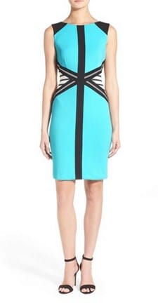 Bold Pattern Sheath Dress: Ivanka Trump Side Inset Sleeveless Ponte Sheath Dress