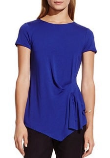 High-Neck Work Top: Vince Camuto Side Pleat Asymmetrical Top