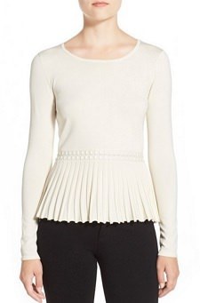 Peplum Sweater: CeCe by Cynthia Steffe Pleat Peplum Sweater