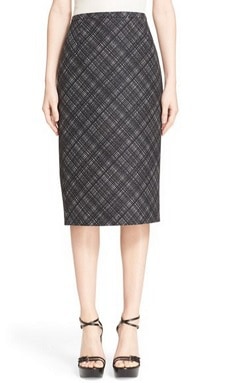 Plaid Skirt: Michael Kors Jacquard Plaid Wool Pencil Skirt