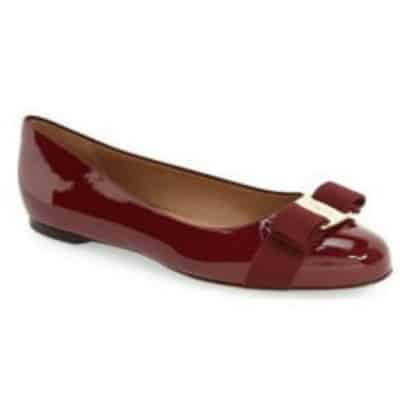 burgundy ballet flat with bow