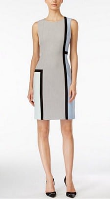 Colorblock Sheath Dress: Calvin Klein Sleeveless Colorblocked Sheath Dress