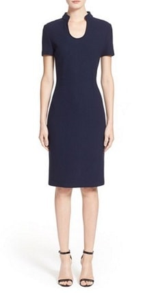 U-Shaped Neck Sheath: St. John Collection Micro Bouclé Sheath Dress